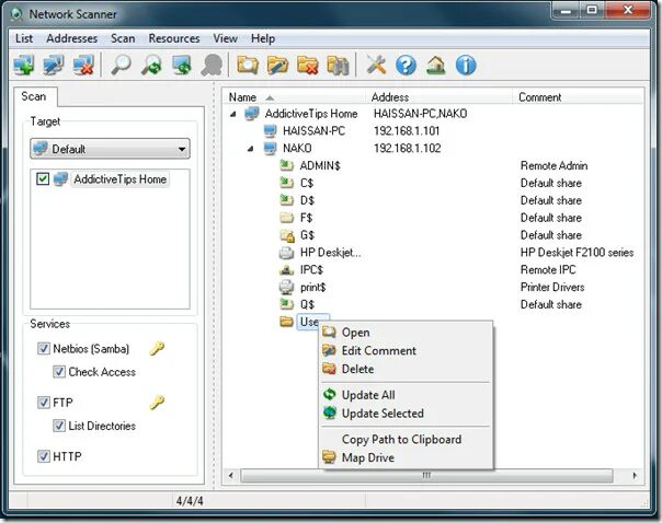 Patch for network scan. Network scanner. сканер локальной сети. сканировать в ftp. ftp scan.
