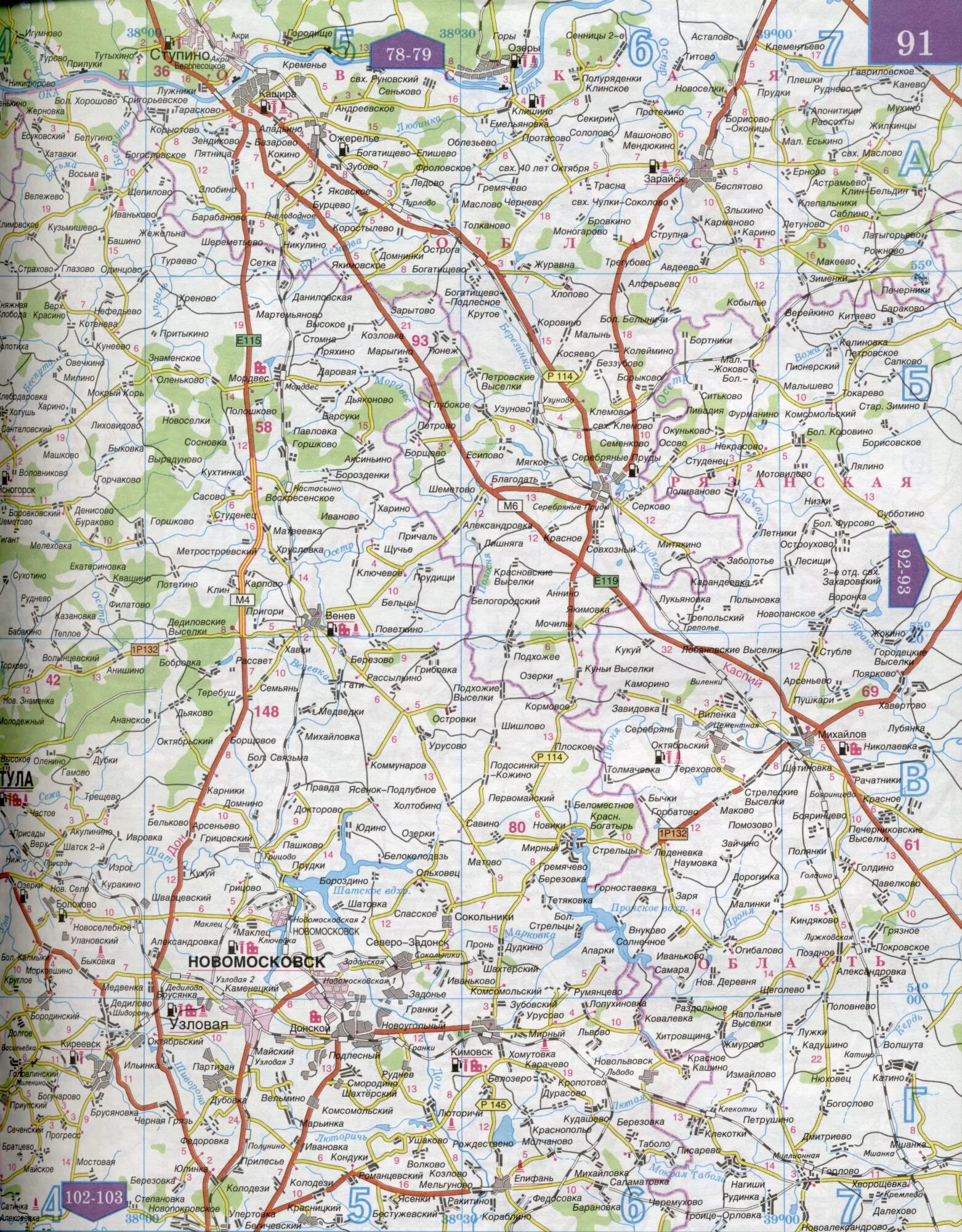 карта дорог тульской области подробная. автомобильные дороги тульской области карта. географическая карта тульской области. тульская обл карта с районами и деревнями. карта тульской области подробная с деревнями и дорогами.