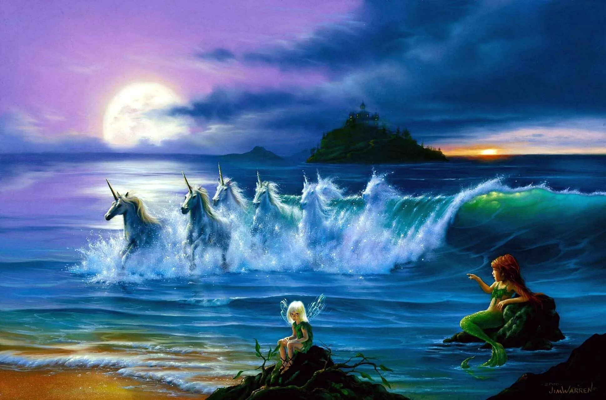 Волшебный морской пейзаж. Волшебное море. Море фэнтези. Луна фэнтези. Море волшебство.