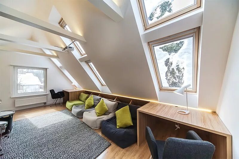 мансарда и полумансарда. площадь мансардных помещений. отделка мансардных помещений. проект мансарды. интерьер мансардных квартир.