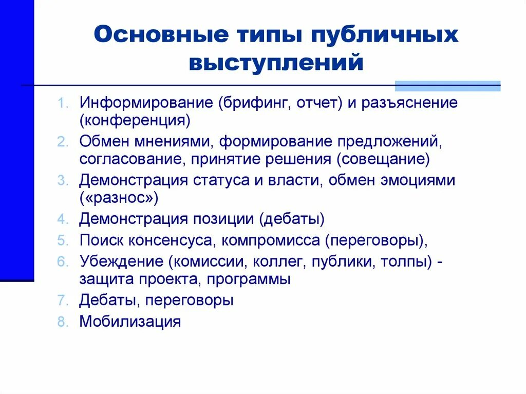 Что относится к выступлениям