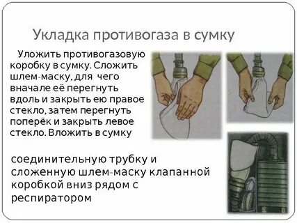 Алгоритм использования противогаза
