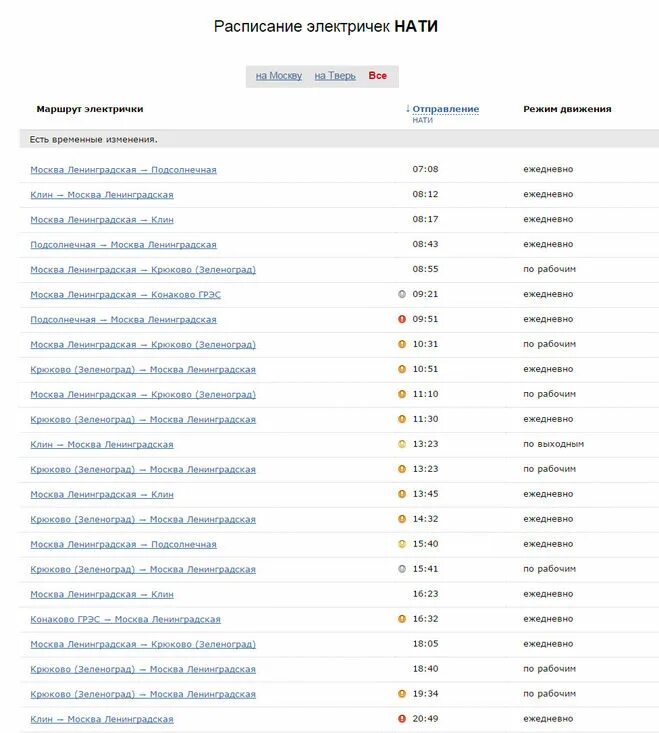Расписание электричек ленинградского завтра