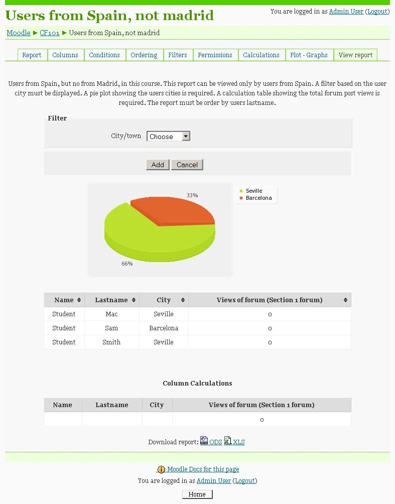 Плагин configurable Reports. Отчет по пользователю Moodle. User Report. Report this user