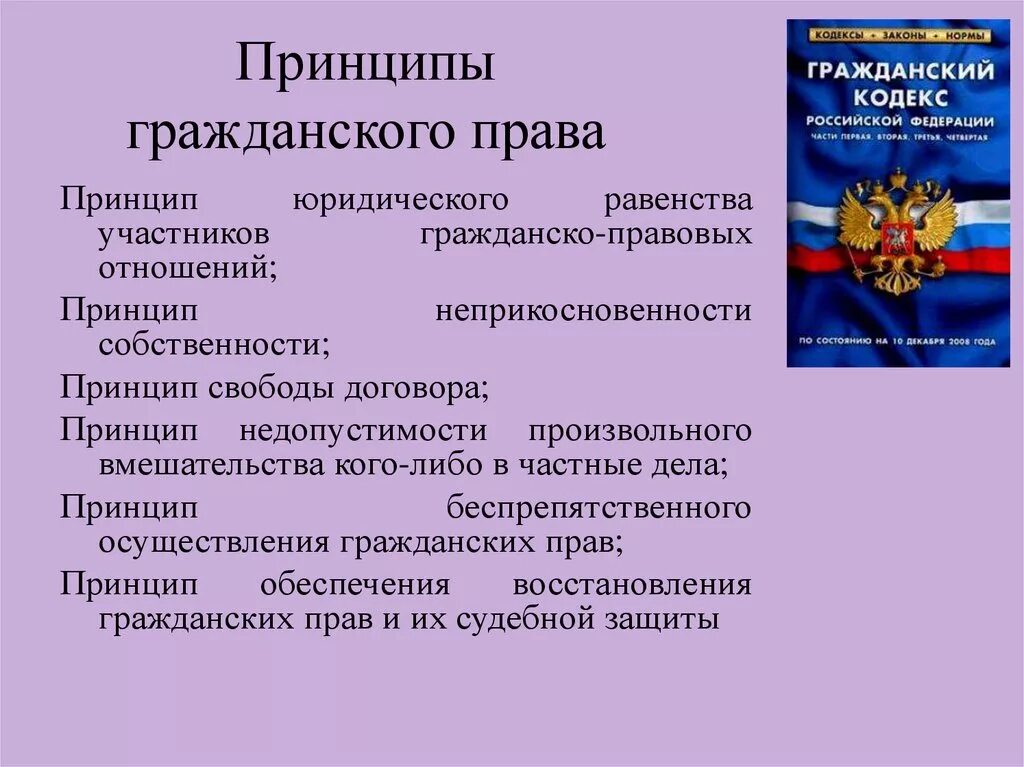 Гражданское право функции. Принципы гражданских прав.