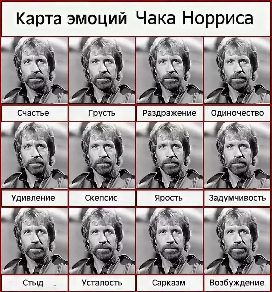 Мем эмоции. Карта эмоций чака норриса. 50 эмоций чака норриса. эмоции пиарщика чак норрис. мимика чака норриса.