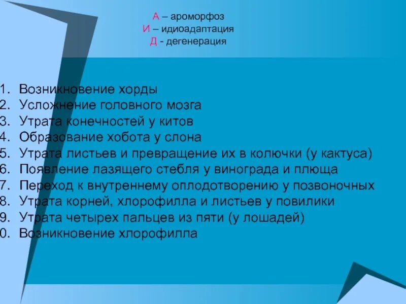 Частные случаи идиоадаптации дегенерации и формы это