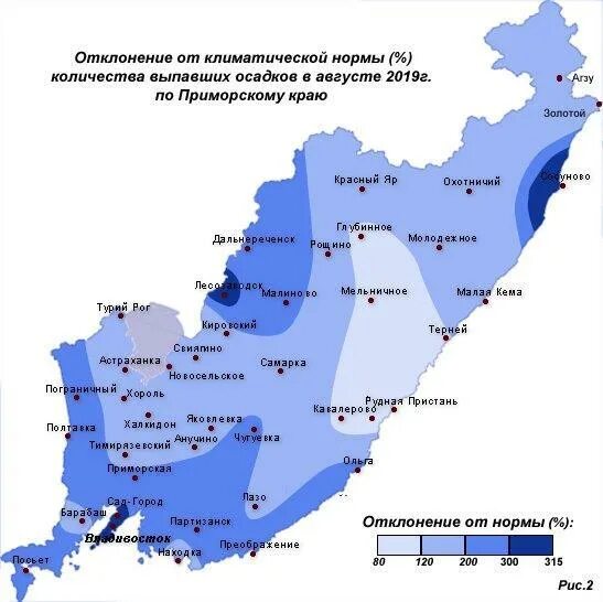 Осадки Приморского края карта. Климат Приморья.