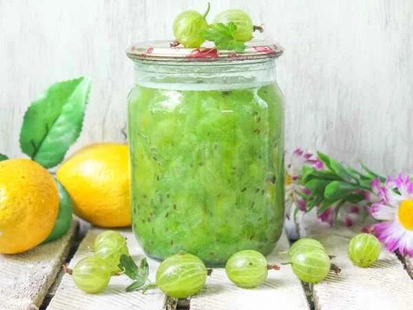 Вкусное варенье из крыжовника. Шведский конфитюр. Варенье из крыжовника царское или изумрудное с вишневыми листьями. Варенье из крыжовника. Варенье из крыжовника.