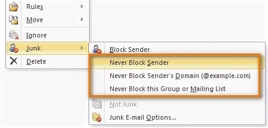 Разблокировать в Outlook. Outlook 365 отправителя в спам. Mail Group by Sender Linux. Never blocks