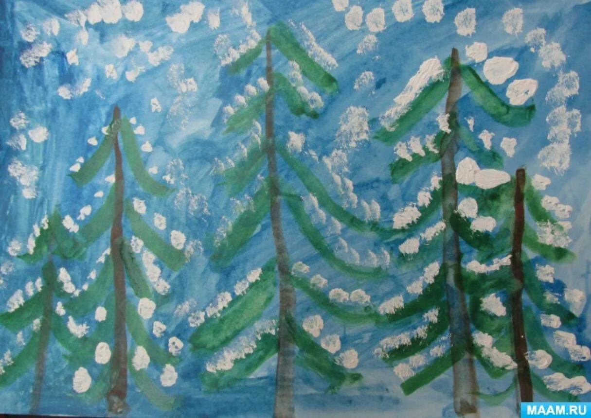 Зима в нетрадиционной технике рисования. Рисование зима старшая группа. С. Рисование на зимнюю тему в средней группе. , с.