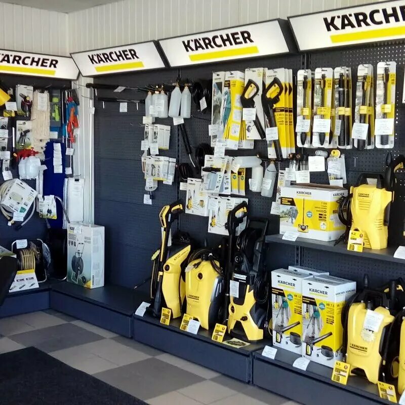 Магазин керхер каталог. Магазин Керхер в Тихорецке. Витрина Karcher. Karcher магазин. Техника Керхер.