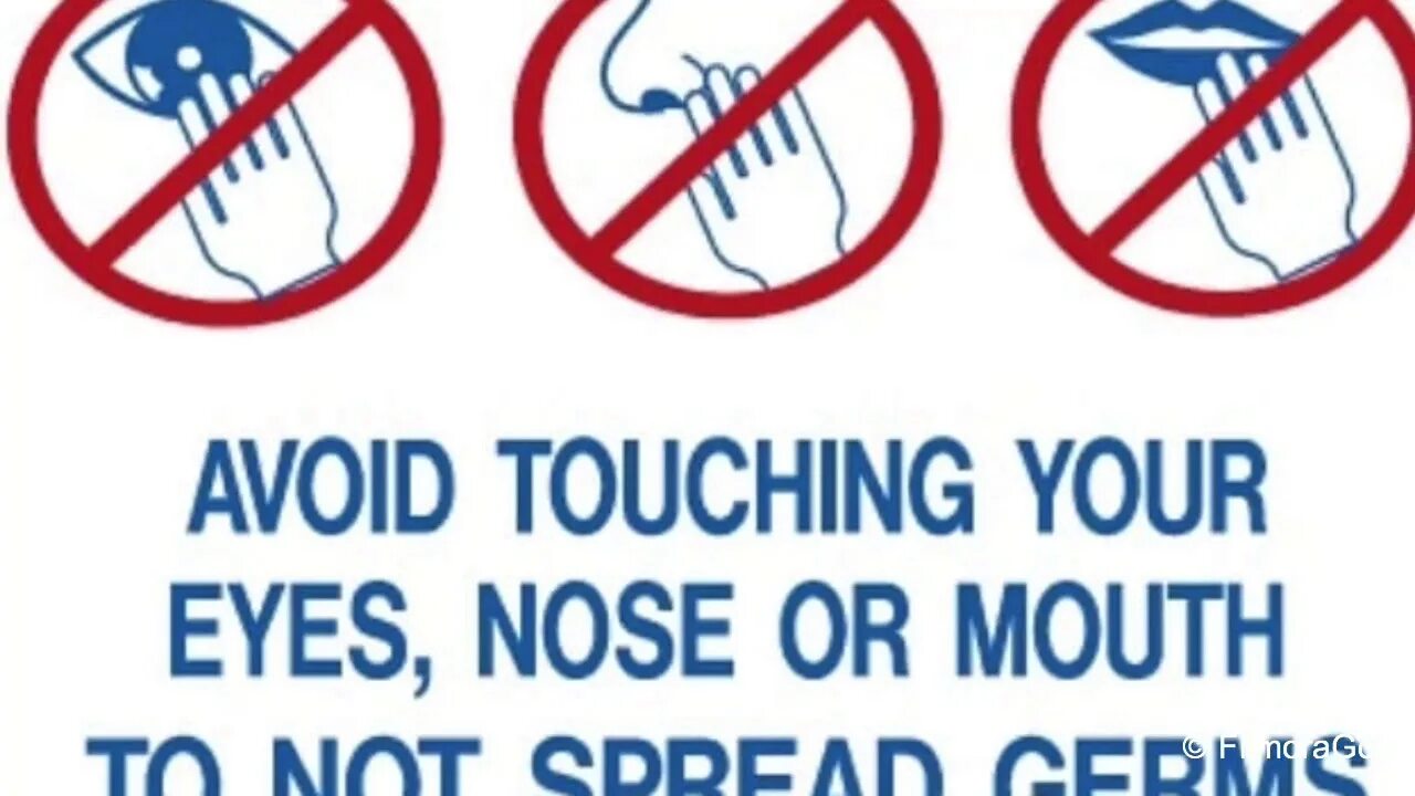 Avoid touching your face. Touch your Eyes. Touching Eyes. Don't Touch your face, nose, mouth, Eyes.