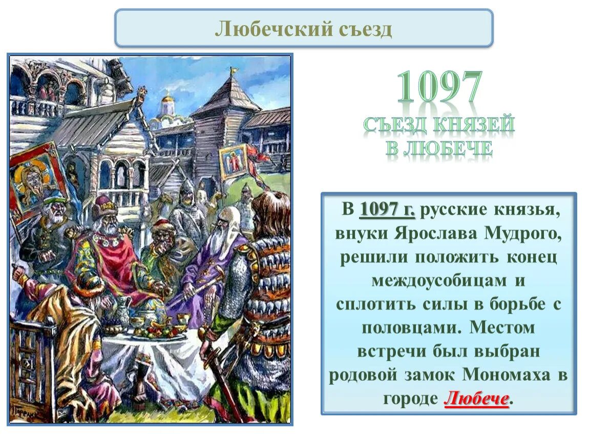 Что произошло в 1097. 1097 Любечский съезд русских князей. Решение Любечского съезда князей 1097.