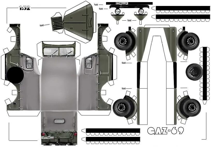 Распечатать модель для склеивания. Развёртка ГАЗ 69 А. Развертки кузова УАЗ 469. Развертка ГАЗ 24. Развертки автомобиля ГАЗ-66.