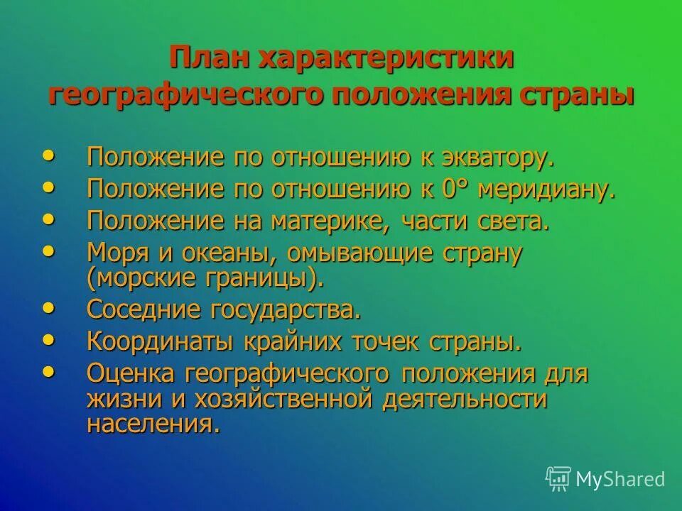 План характеристика географического положения россии