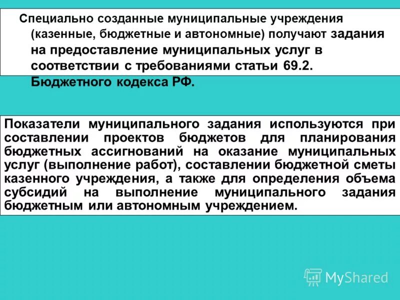 Задачи муниципального учреждение