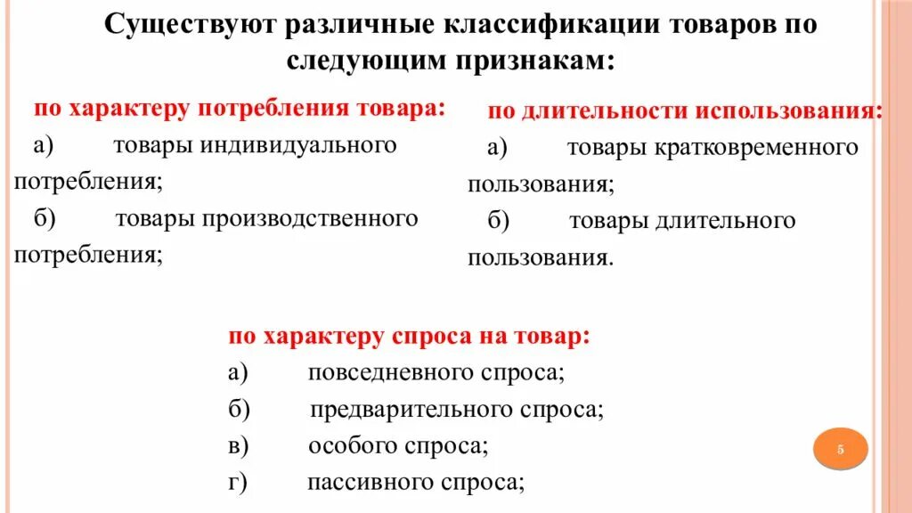 Различные классификации товаров. Классификация товаров по спросу. Классификация товаров по различным признакам. Признаки классификации товаров.