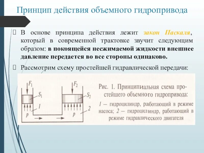 В основе устройства. Принцип действия объемной гидромашины. Объемный гидропривод принцип действия. Гидропривод устройство принцип работы. Принцип работы объемного гидропривода.