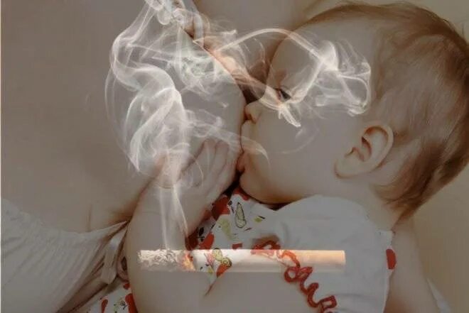 Курение и грудное вскармливание. Курение и лактация. Курящая мать с ребенком.