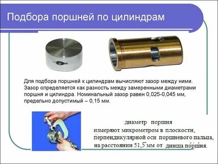 Зазор в поршне в цилиндре двигателя