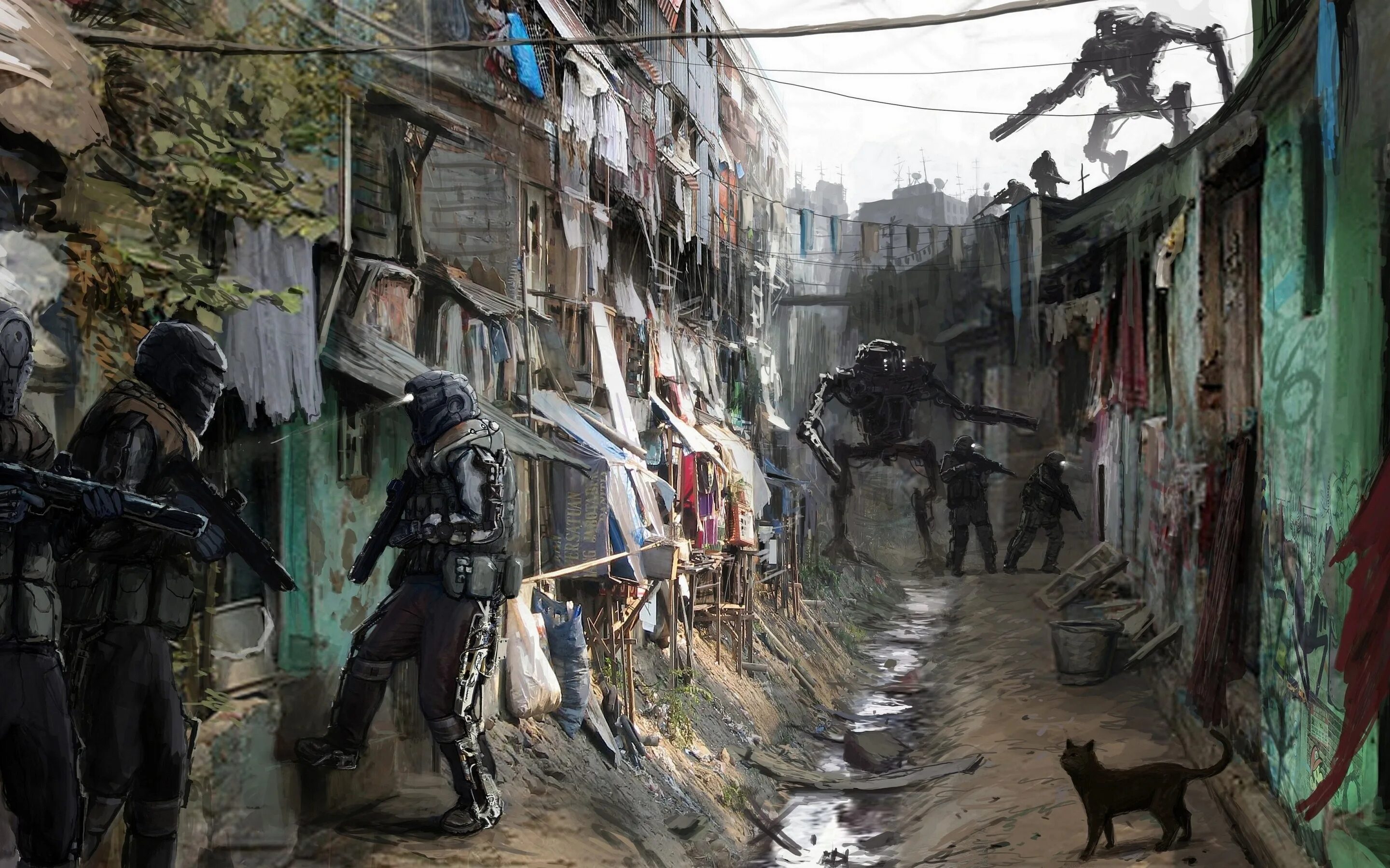 Апокалипсис начинается в 12. Cyberpunk улица трущобы. киберпанк фавелы. anthony brault steampunk art город. лос анджелес апокалипсис атмосфера.
