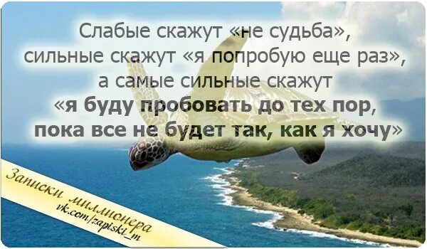 Говорят что сильные не. Слабые скажут не судьба а сильные. Слабы говорят не судьба. Слабый скажет не судьба сильный скажет я попробую еще раз. Слабые скажут не судьба а сильные я попробую еще раз.