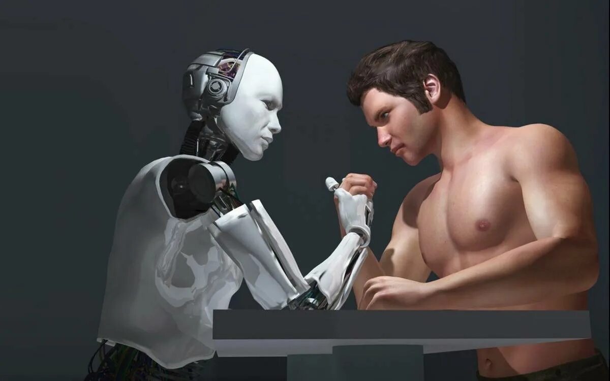 Робот против человека. Робот человек. Искусственный интеллект. Роботы будущего. Ии лучше человека