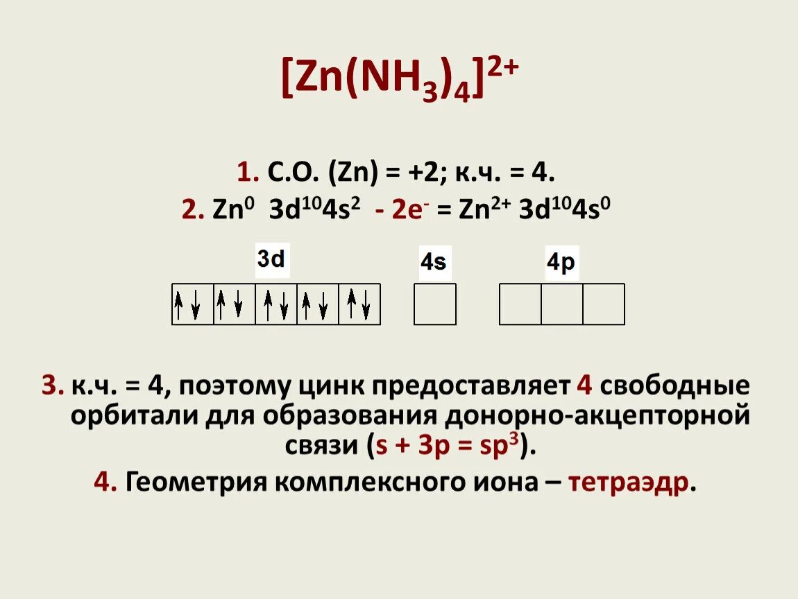 Zn 2 электроны. [ZN(nh3)4]2+ механизм. Электронная конфигурация комплексного Иона {ZN(nh3)4}+2. ZN nh3 4. [ZN(nh3)4]2+.