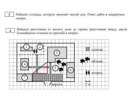 Найдите площадь занятую жилым домом огэ