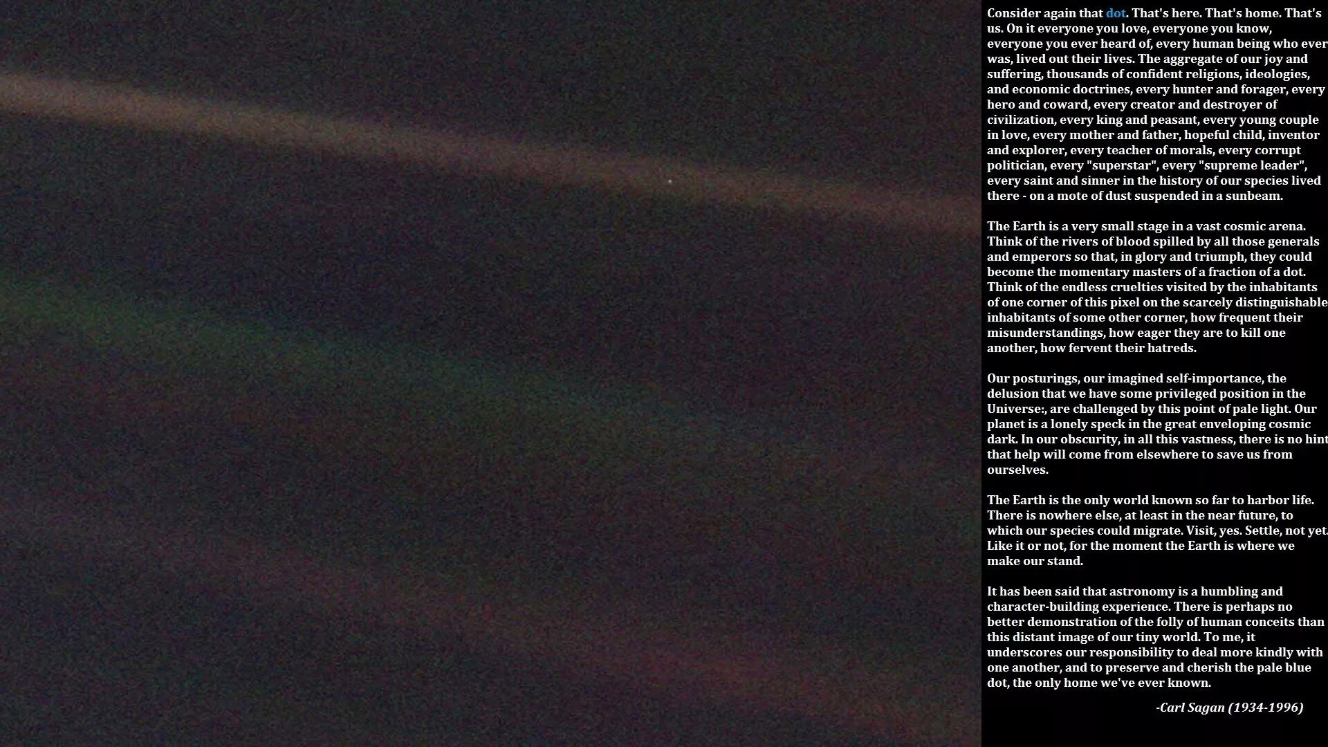 Пятно текст. "Pale Blue Dot" ("бледная голубая точка").