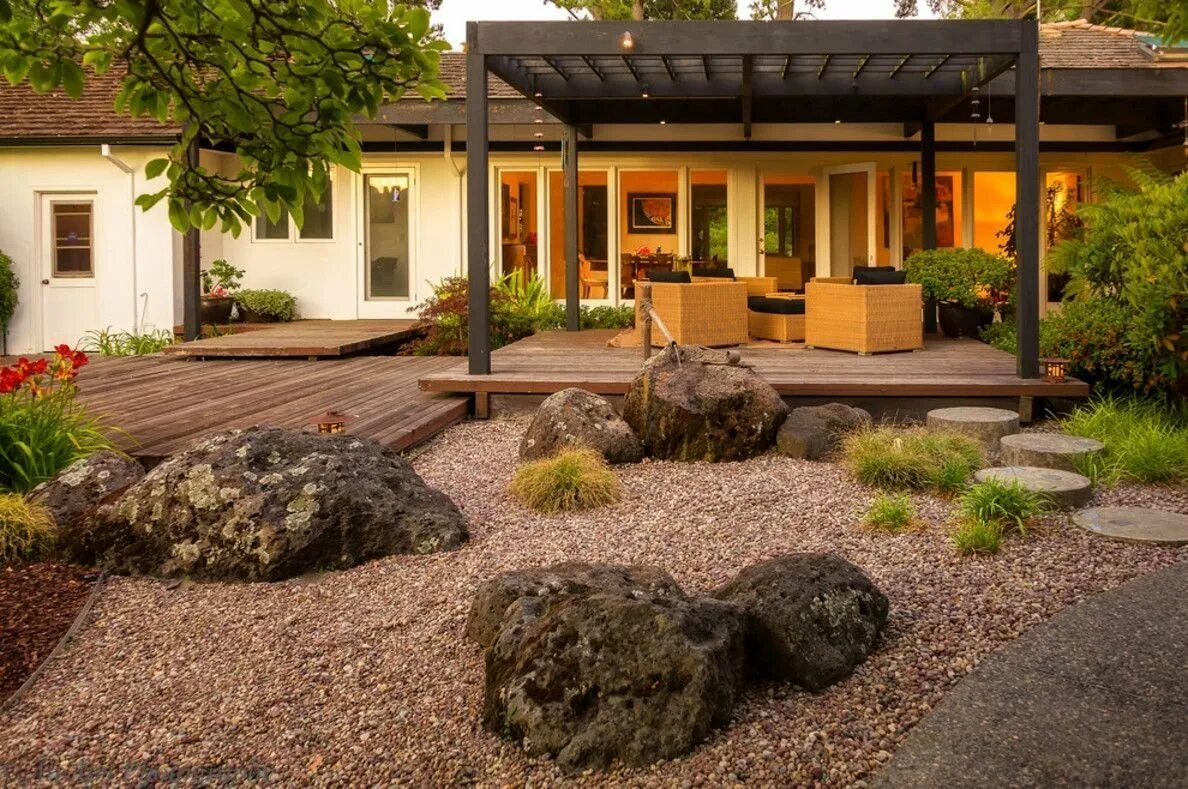 Современный дизайн сада. Гарден хаус ландшафт. ландшафт патио с рокарием. современный ландшафт. террасы на участке.