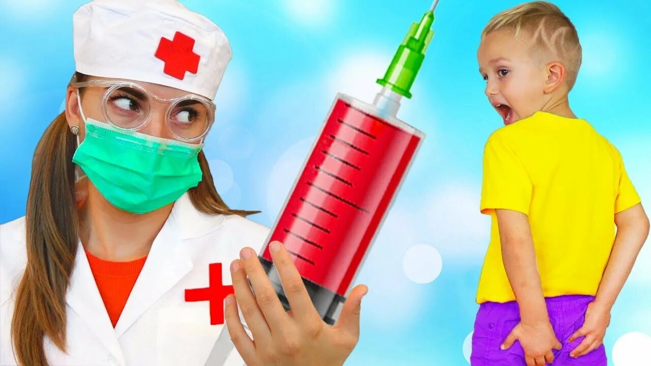 Включи все про. Доктор с уколом для детей. Уколы детям разноцветные. Игра в доктора для детей. Настоящего доктора для детей.