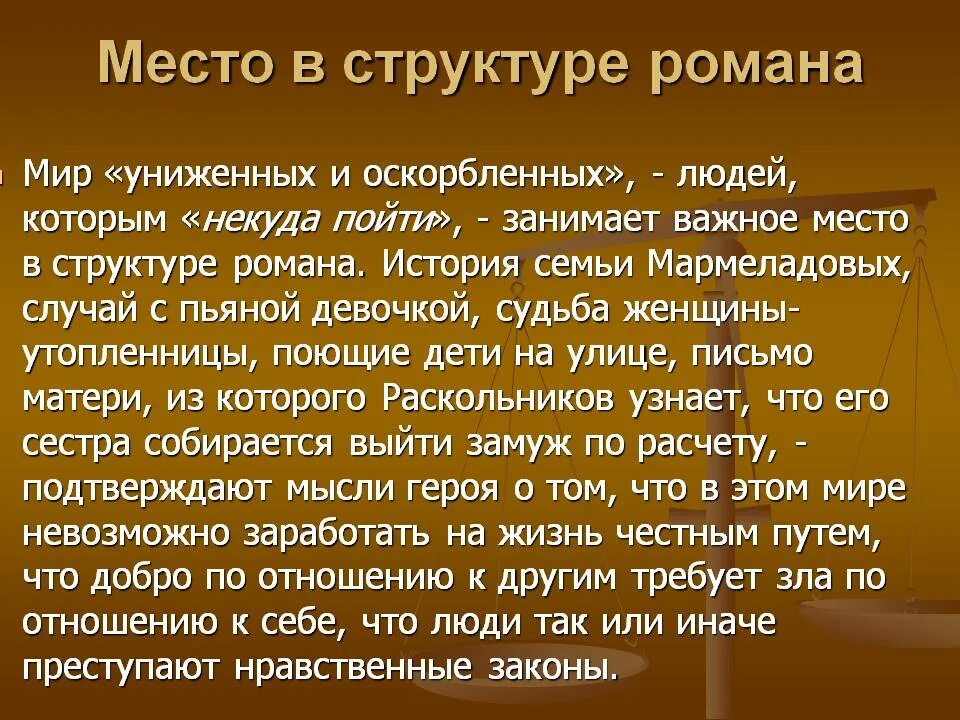 Судьба униженных и оскорбленных в романе