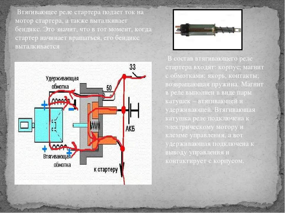 Схема втягивающего реле стартера. Электрическая схема втягивающего реле стартера. схема обмоток втягивающего реле стартера. схема подключения втягивающего реле стартера. схема включения втягивающего реле стартера.