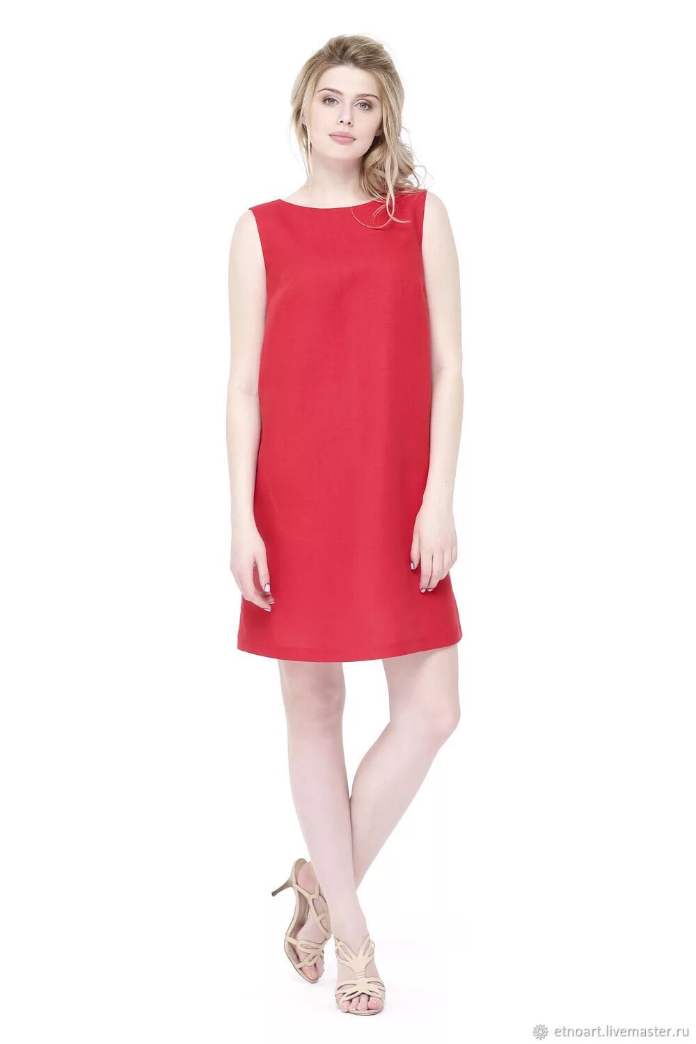 Красное платье из льна. Красные платья летний лен. Вишневое льняное платье.