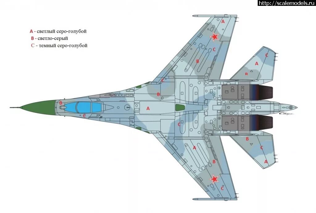 Схема окраски сборной модели ф 35 Иллюстрация 5 из 12 для Самолет пятого поколения Су-50 (Т-50) (7275) Лабиринт