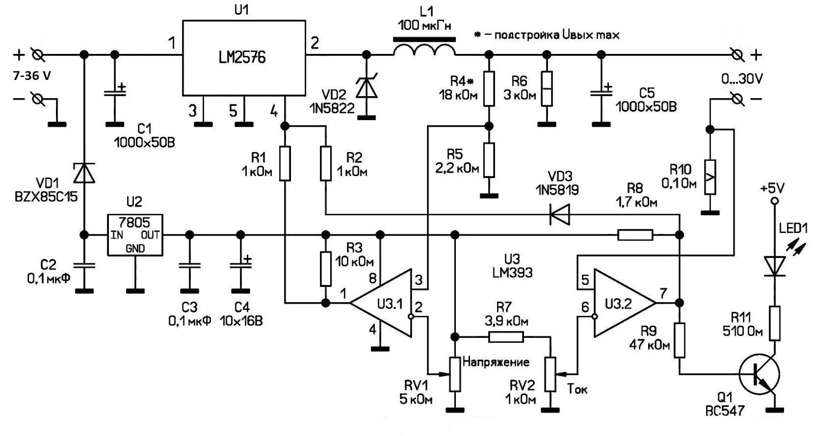 Lm2596 DC-DC понижающий модуль схема с регулировкой. Блок питания на lm2576 с регулировкой напряжения и тока. Лабораторный блок питания на lm2576-ADJ. Понижающий DC-DC преобразователь lm2596 схема. Схема блока питания на микросхеме