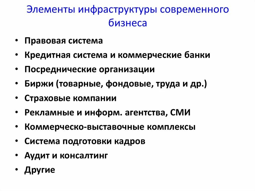 Элементы современного рынка. Элементы инфраструктуры бизнеса. Основные элементы инфраструктуры бизнеса. Инфраструктура современного бизнеса. Понятие инфраструктуры бизнеса.