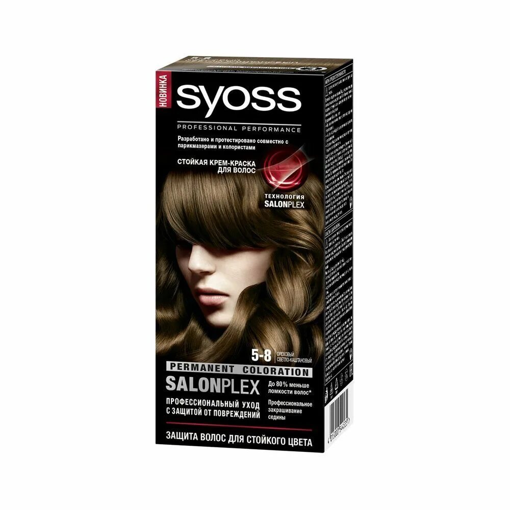 Русый цвет волос краска номер. Сьёс краска 5.8. краска syoss 5-8 ореховый светло-каштановый.