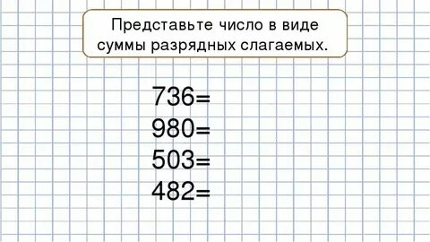 Карточка разрядные слагаемые