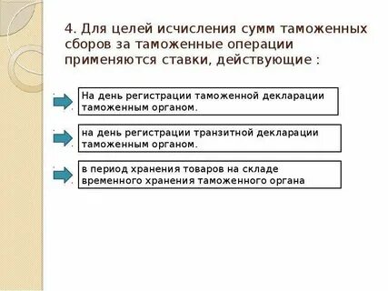 Исчисление таможенных сборов за таможенные операции