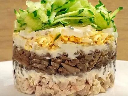 Салат слоеный курица грибы огурцы сыр
