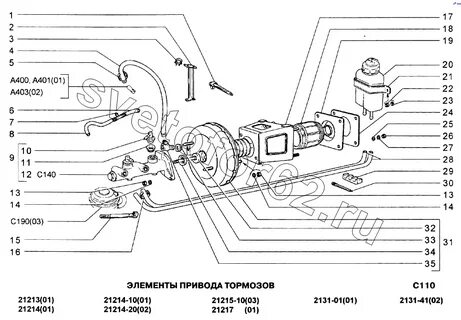 Схема тормозных трубок нива