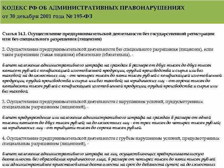 195 фз от 30 декабря 2001. Административные правонарушения мед организаций. Административные правонарушения медицинских работников статьи. Предпринимательской деятельности без специального разрешения. Согласно кодексу об административных правонарушениях.