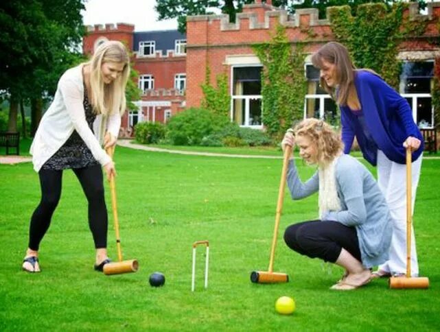 GoSports Premium Wood Croquet Set - Full Size for Adults & Kids w Carrying Case 