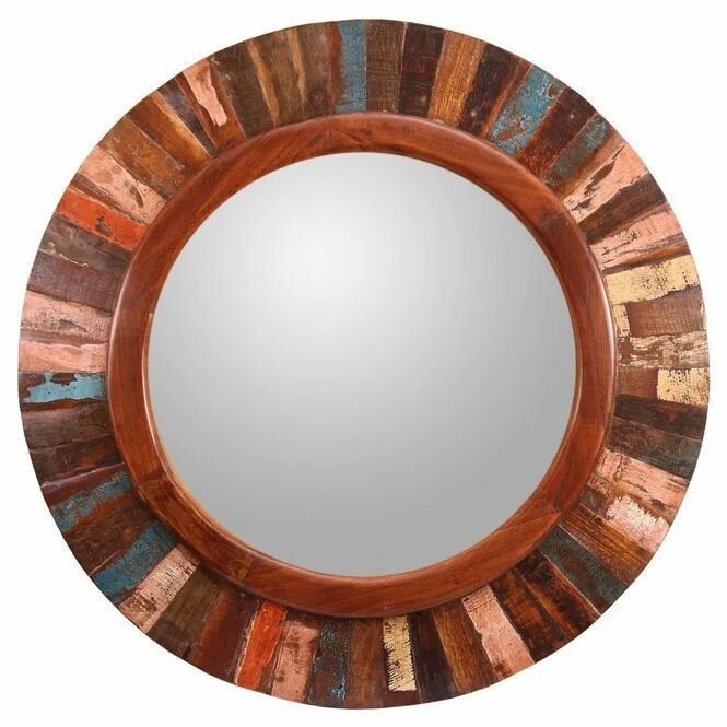 Multi mirror. Зеркало в абстрактной разноцветной деревянной раме. зеркало 3 круга. home products mirror.