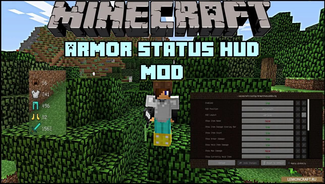Armor hud forge. Мод armorstatushud. armor status hud. minecraft мод armor status. hud майнкрафт.