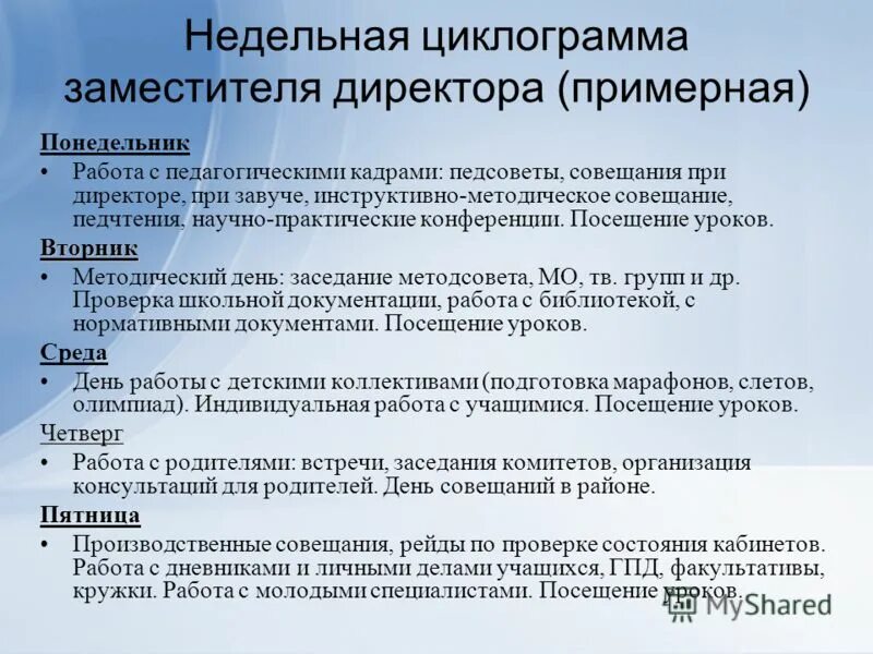 План работы заместителя директора. План работы завуча. План работы заместителя директора по учебной работе. Недельные планы заместителя директора школы. Циклограмма 2023 2024 учебный год