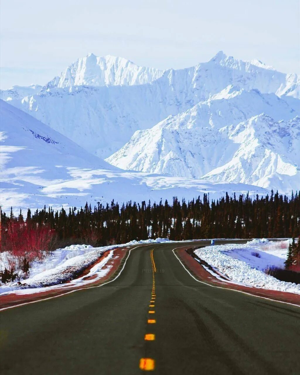 Аляска дорога. Аляска дорога зима. Зимняя Аляска природа.